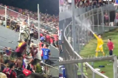 Απίθανο: Οι οπαδοί της Σέρο Πορτένιο έπαιξαν ξύλο μεταξύ τους και ο τερματοφύλακας τους έριχνε νερό με μάνικα (vid)