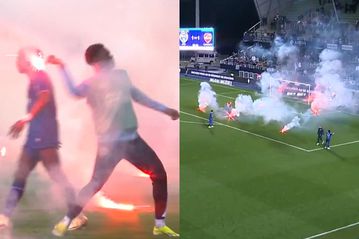 Απίστευτο σκηνικό στη Γαλλία: Παίκτες πέταξαν καπνογόνα στους οπαδούς της ομάδας τους! (vid)