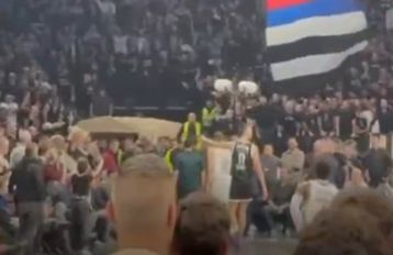 Βροχή αντικειμένων από τους οπαδούς της Παρτιζάν την ώρα της αποβολής του Ρογκαβόπουλου (vid)