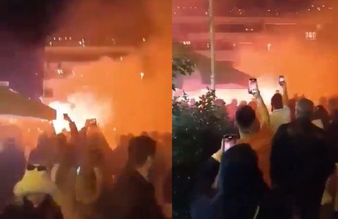 Πάρτι στην Αθήνα με καπνογόνα έχουν στήσει οι οπαδοί της Μακάμπι Τελ Αβίβ παραμονή της μάχης με τον Ολυμπιακό (vid)