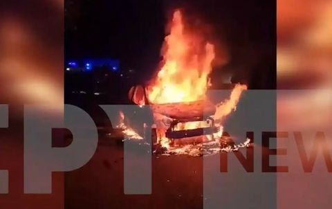 Εκτέλεση Χρήστου Γιαλιά στη Μάνδρα: Βίντεο ντοκουμέντο από το φλεγόμενο αυτοκίνητο του επιχειρηματία