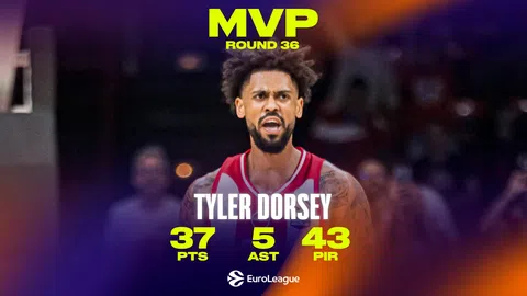 MVP της 36ης αγωνιστικής στην EuroLeague ο «καυτός» Τάιλερ Ντόρσεϊ