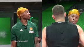 «Αυτό θα είναι τρελό...»: Οι πρώτες εντυπώσεις του Χολμς από το ΟΑΚΑ και η χειραψία με Ρογκαβόπουλο (vid)