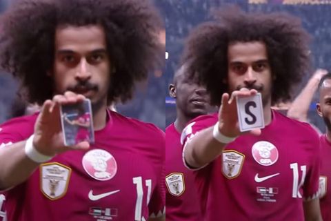 Πώς το έκανε αυτό; O ήρωας του Κατάρ που έκανε χατ-τρικ στον τελικό του Asian Cup πανηγύρισε κάνοντας μαγικό κόλπο στην κάμερα (vid)