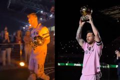 Ο Μέσι εμφανίστηκε στο γήπεδο της Ίντερ Μαϊάμι με τη Χρυσή Μπάλα και γνώρισε την αποθέωση από τους οπαδούς