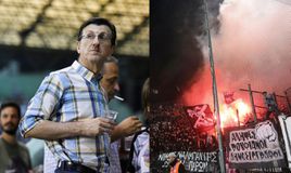 Πανό κατά του Πορτοσάλτε από τους οπαδούς του ΠΑΟΚ στο «Πανθεσσαλικό»