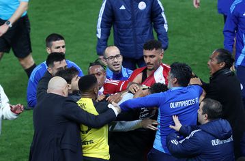 Χαμός στο φινάλε του Ολυμπιακός - ΑΕΚ: Πιάστηκαν στα χέρια οι παίκτες! (pics)
