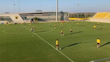 Η προπόνηση της ΑΕΚ στα Σπάτα εν όψει Άρη Λεμεσού