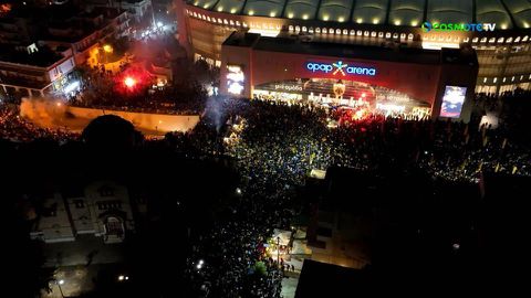 Δεκάδες χιλιάδες οπαδοί της ΑΕΚ έξω από την «OPAP Arena» (vid)
