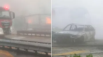 Τραγωδία με δύο νεκρούς στην Εγνατία - Φορτηγό συγκρούστηκε με ΙΧ, έπεσε στα διόδια Πολυμύλου και τυλίχτηκε στις φλόγες