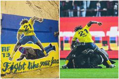 Η εικόνα του παίκτη της Φενέρμπαχτσε να χτυπά οπαδό της Τράμπζονσπορ έγινε γκράφιτι στην Κωσταντινούπολη