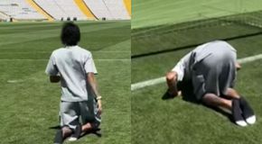 Ο Ραφίνια έδειξε την ευγνωμοσύνη του διασχίζοντας γονατιστός το Μονζουίκ (vid)