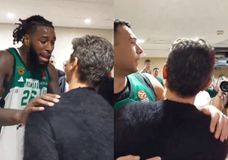 Η αγκαλιά του Σλούκα με τον Γιαννακόπουλο και η κραυγή του Λεσόρ: «Να έρχεσαι σε κάθε παιχνίδι τώρα» (vid)