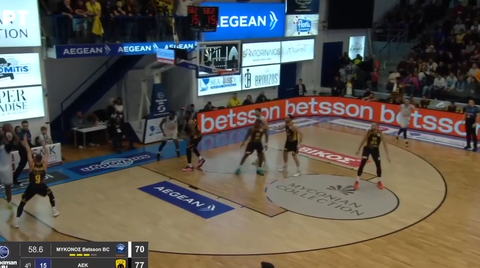 Τα τελευταία δραματικά 59 δευτερόλεπτα στο Μύκονος-ΑΕΚ 76-77 (vid)