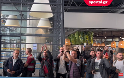 Αποθέωση για τον Ολυμπιακό στο αεροδρόμιο του Κάουνας (vid)