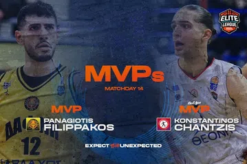 MVP της 14ης αγωνιστικής στην Elite League ο Φιλιππάκος - Kορυφαίος νέος ο Χαντζής