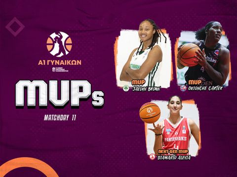 Κάρτερ και Μπράουν οι MVP της 11ης αγωνιστικής στην Α1 Γυναικών