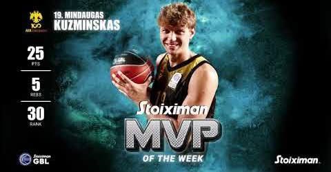 Τελευταίος MVP του πρώτου γύρου της Stoiximan GBL ο ασταμάτητος Κουζμίνσκας