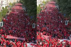 «Κόκκινη θάλασσα» στο Ντίσελντορφ: Οι Αλβανοί έχουν κατακλύσει τους δρόμους της πόλης πριν από το παιχνίδι με την Ισπανία (vid)