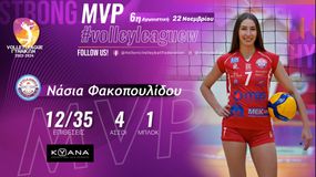 Η Νάσια Φακοπουλίδου MVP της έκτης αγωνιστικής της Volleyleague γυναικών
