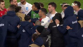 Χαμός στη λήξη του ημιχρόνου: Οι παίκτες πιάστηκαν στα χέρια, κόκκινη στον Τζαβέλλα που είναι εκτός αποστολής (vid)