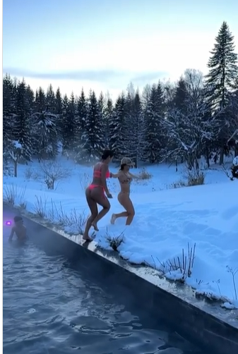 Η σύζυγος του Μέσι τρέχει με μαγιό μέσα στα χιόνια (vid)