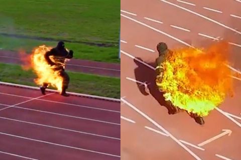 Έβαλαν φωτιά σε Γάλλο πυροσβέστη και έκανε τρέχοντας δύο ρεκόρ Γκίνες! (vids)