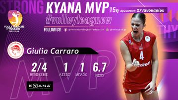 Η Τζούλια Καράρο MVP της 15ης αγωνιστικής της Volleyleague γυναικών