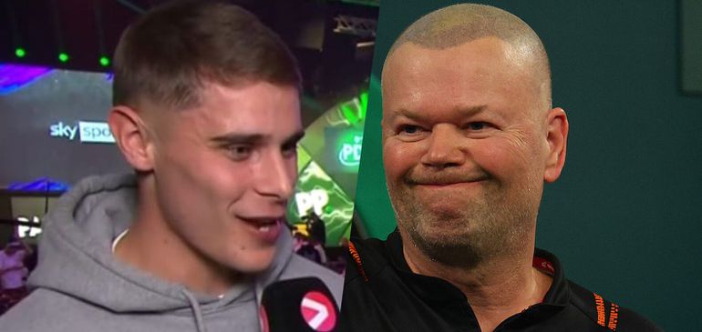 Verlegen Micky van der Ven ruilt shirtjes met Raymond van Barneveld: 'Die is voor jou'