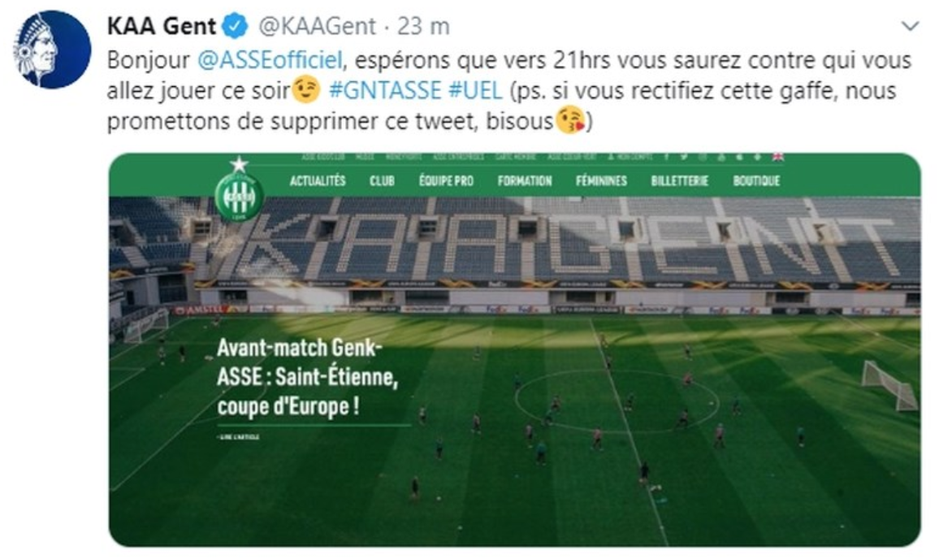 Gent of Genk? Saint-Étienne wist even niet meer wie hun Europa League-tegenstander was