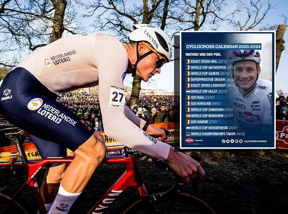 Mathieu van der Poel rijdt in totaal 12 veldritten én het WK: dit is het programma van de wereldkampioen