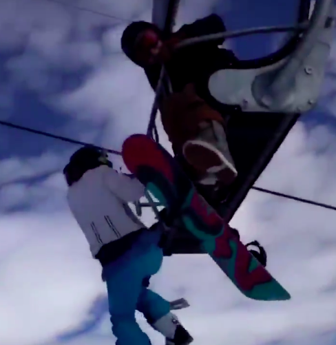 WTF! Wintersporters klimmen en springen uit stilstaande skilift (video)