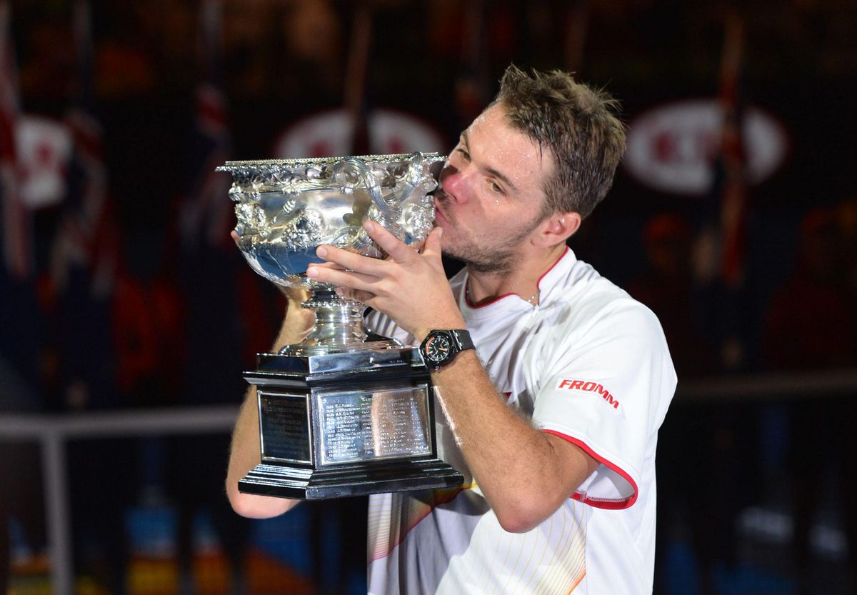 Stan Wawrinka en zijn coach Magnus Norman uit elkaar