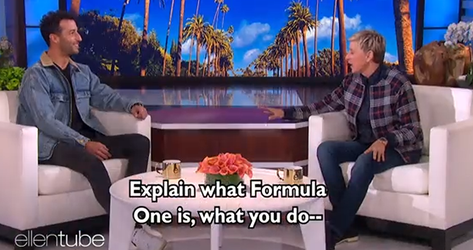 Talkshowhost Ellen DeGeneres snapt geen hout van Formule 1: 'Daniel Ricciardo, wat doe jij?'