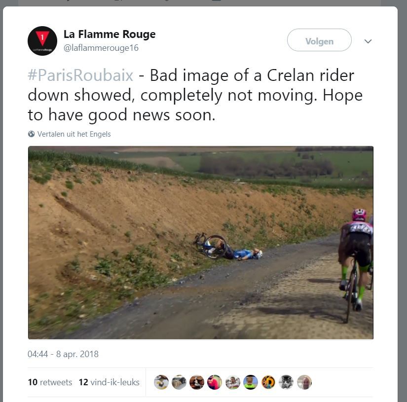 Renner Michael Goolaerts gereanimeerd na hartstilstand tijdens Parijs-Roubaix