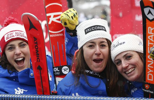 Uniek: voor het eerst 3 Italiaanse vrouwen op podium wereldbeker afdaling