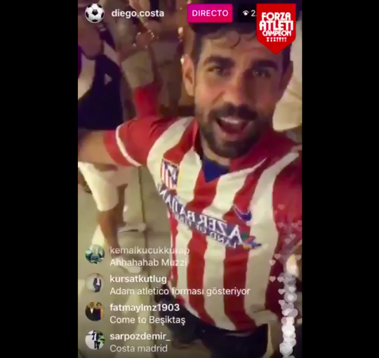 Diego Costa maakt voorkeur nog eens duidelijk en feest in tenue van Atlético
