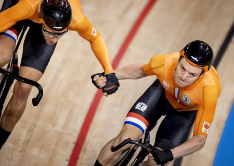 Jan-Willem van Schip en Yoeri Havik buiten de medailles op de madison