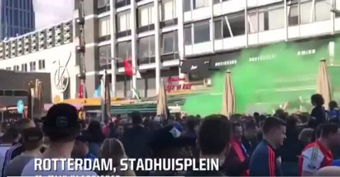 Politie Rotterdam waarschuwt terrasvolk weg te blijven, centrum vol Feyenoorders