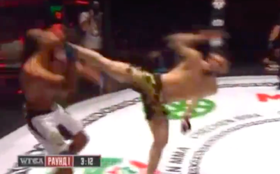 Ushukov schopt Pinto met zieke spinning head kick KO! (video)