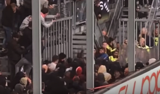 Flinke vechtpartij in de Galgenwaard tussen supporters MVV en FC Utrecht (video)