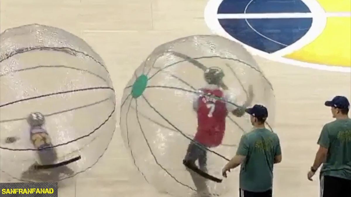 Utah Jazz-mascotte neemt wraak op 'stoere' Clippers-fan (video)