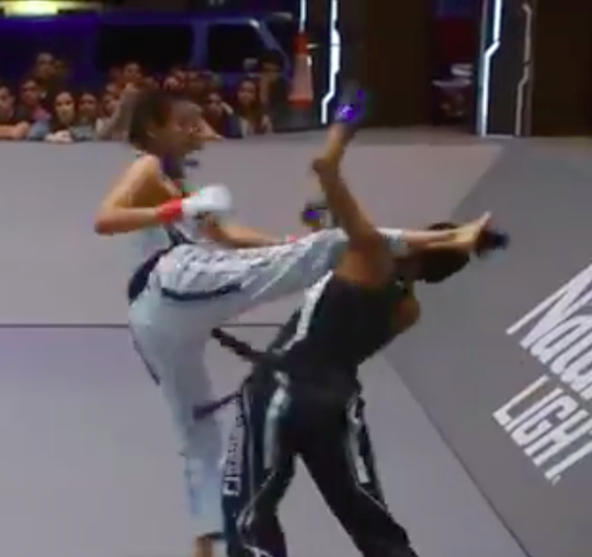 🎥 | Karateka schopt opponente KO met perfect uitgevoerde headkick