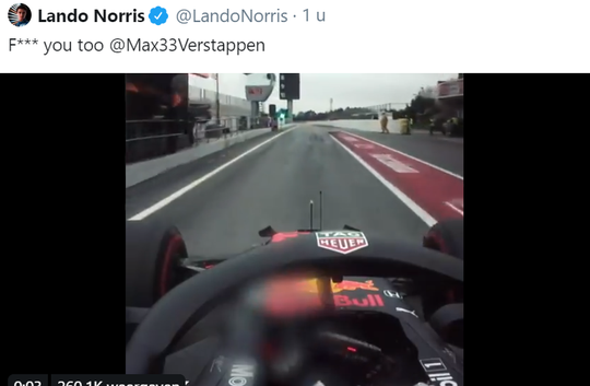 🖕🎥 | Verstappen en Norris trakteren elkaar op een middelvinger