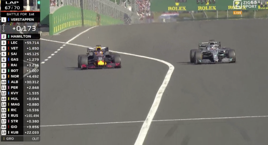 Check hier hoe Lewis Hamilton alsnog Max Verstappen inhaalde (video)