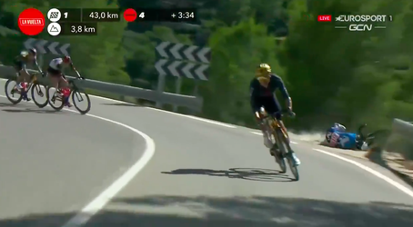 🎥 | Heftig! Alejandro Valverde valt bijna het ravijn in na ongelukkige valpartij
