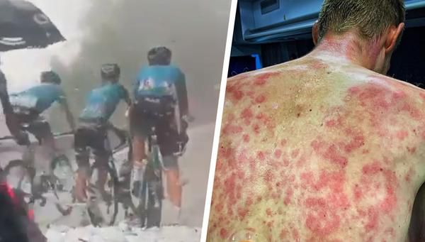 📸 | Wielrenners Dauphiné keihard bekogeld door hagelstorm des doods