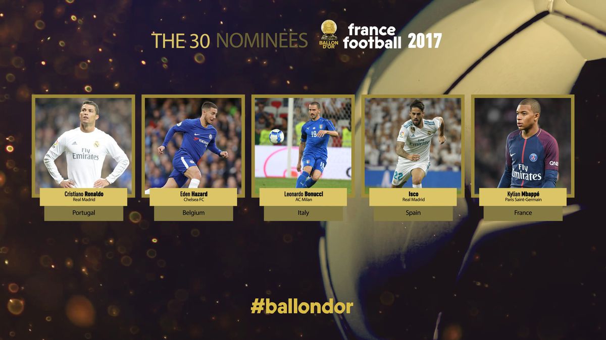 De 30 genomineerden voor de Ballon d'Or