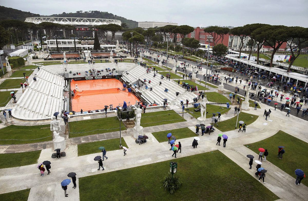 Regen in Rome verpest speelschema Italian Open voor Bertens, Nadal en Federer