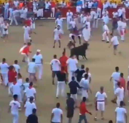 NFL-ster Josh Norman springt 2 keer over dolle stier heen in Pamplona (video)